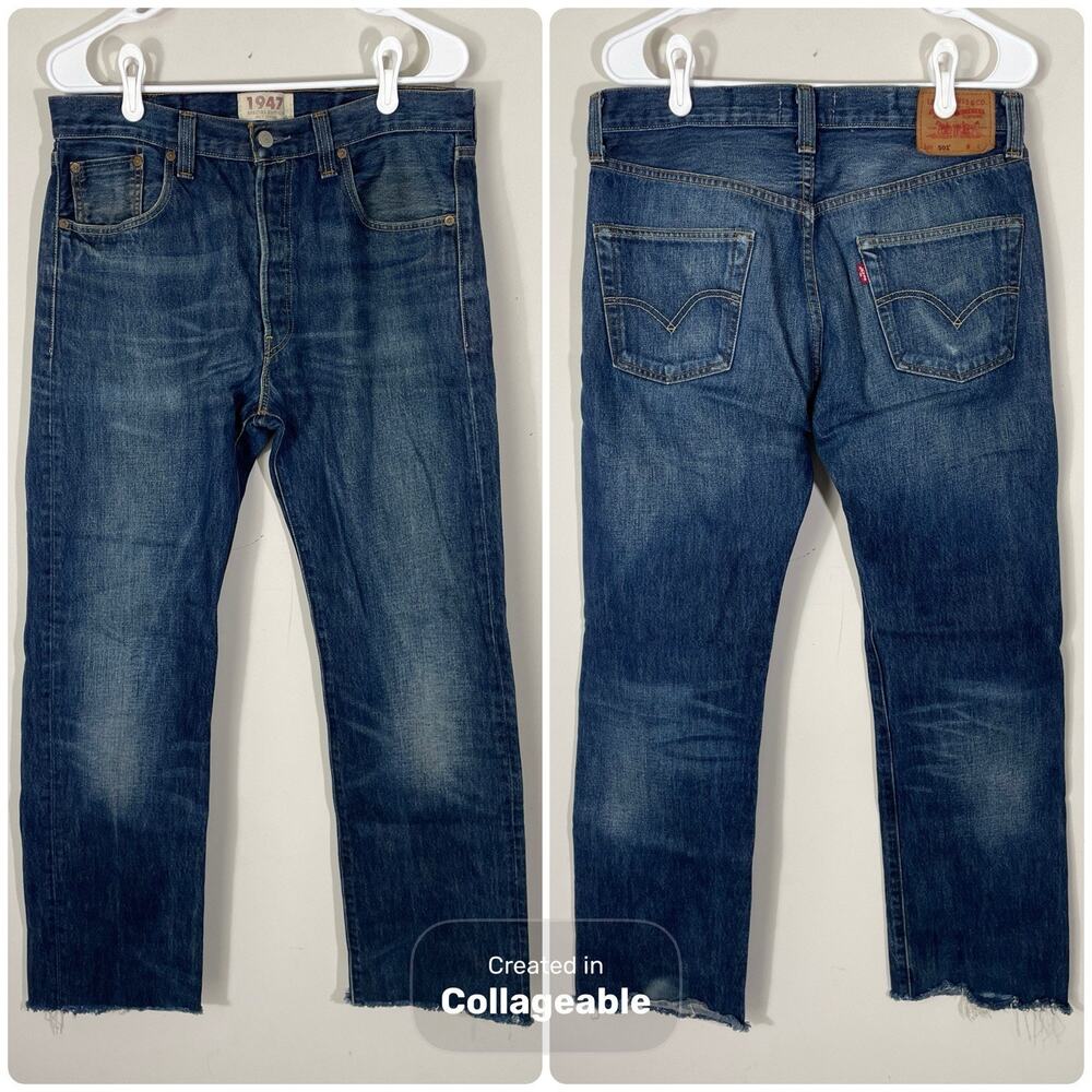 Levis 1947 Special Edition 501 Jeans Mens 34 X 31 Blue Denim Raw Hem